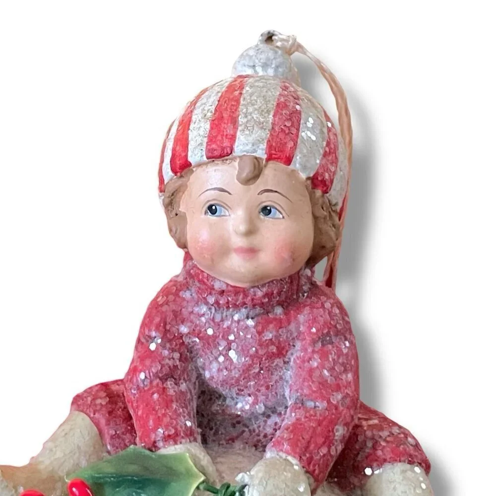 Bethany Lowe Christmas Ornament Child On A Snowball Rare 2012 Victorian Style